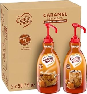 Nestle Coffee mate Coffee Creamer, Caramel, Concentrated Liquid Pump Bottle, Non Dairy, No Refrigeration, 50.7 Fl. Oz (Pack of 2)