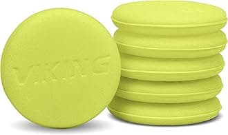 VIKINGFoam Wax Applicator Pads and Cleaning Pads, Soft Car Detailing Sponges, Yellow, 4.25 in. Diameter, 6 Pack