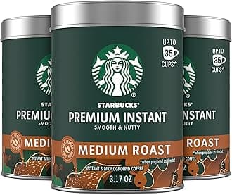Premium Instant Coffee, Medium Roast Coffee, Arabica Beans, Three 3.17 oz Tins