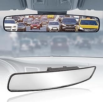 Goodyear 17” Panoramic Rear View Mirror – Universal Wide Angle Rear View Mirror for Car/SUV/Truck – Anti-Glare, Clip-On Large Rearview Extender for Safer Driving & Parking