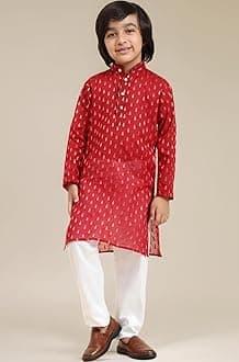 Pro-Ethic Style Developer Boy's Cotton Printed Kurta Pajama For Kid'S s Traditional Dress Kurta Pajama Set