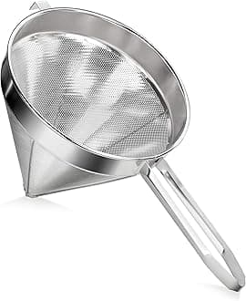 New Star Foodservice 34219 18/8 Stainless Steel China Cap Strainer, 7-Inch, Fine Mesh