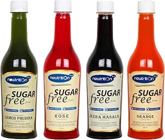 - Newtrition Plus Redefining Nutrition Rose + Lemon Phudina + Jeera Masala + Orange - Sugar Free Mixers Syrups (Zero Calorie, Keto Friendly) 500 ml Each