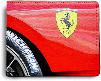 ShopMantra Men's Wallet | Wallet for Men's |Wallet for Boy's | Wheel & Logo Printed Pu Leather Wallet for Men's/Boy's, Red, Casual