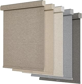 Persilux Blackout Roller Shades for Windows,Cordless,Linen Fabric,Roller Blinds,Thermal Insulated Fabric UV Protection,Window Shades for Home,Office,Bedroom,Door,Blackout-Light Brown,72" W X 64" H