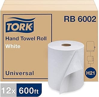 Paper Hand Towel Roll White H21, Universal, 100% Recycled Fiber, 12 Rolls x 600 ft, RB6002