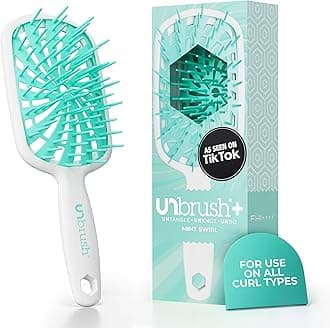 FHI Heat UNbrush Plus — Curly Hair Brush for Gentle & Effective Detangling on Wet or Dry Fragile Hair Types — Detangler Brush w/ 84 UltraFlex Bristles, Ultra-light, Vented, Anti Static Hairbrush