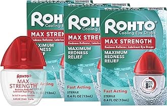Rohto Cool Max Maximum Redness Relief Cooling Eye Drops, 0.4 Fl Oz (Pack of 3)