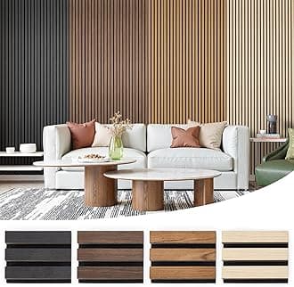 Samples 4-Pack 6" x 4.7" Wood Slat Acoustic Panels - Include Black, Walnut, Oak, Teak