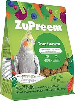 ZuPreem Natural Bird Pellets, Daily Bird Food for Cockatiel, Lovebird, Quaker, Small Conure, Lorikeet, Core Nutrition for Medium Birds, Added Vitamins, Cockatiel Pellets (M, 2.5 lbs)