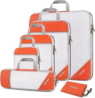GonexCompression Packing Cubes, Gonex Extensible Storage Mesh Bags Organizers, 6 PCS Orange, L+M+S+XS+Slim+Laundry Bag