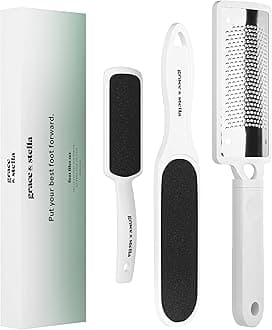 Dead Skin Remover for Feet (3 Pc Set) - Pedicure Foot Egg File Callus Remover and Foot Peeler Includes 2X Foot File Grater (Double Sided), 1x Foot Scraper