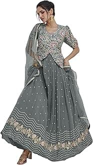 Miss EthnikSophisticated Grey Embroidered Lehenga Choli Set (ME-1172)