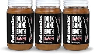 Fatworks Gourmet Cage-Free Duck Bone Broth, Ramen Flavor, Keto, Paleo, Collagen Rich, Preservative Free, 3 pack of 15 oz. Jars