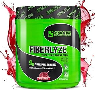 Species Nutrition Fiberlyze Fiber Supplement, Psyllium Based Soluble & Insoluble Fiber Powder for Healthy Colon, Digestive Functions (Fruit Punch, 30 Servings)