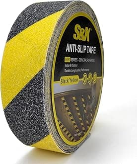 S&X Black/Yellow Anti Slip Tape, 2" x 60 FT, Heavy-Duty Grip Tape for Stairs Steps Outdoor Waterproof Safety Non Skid Roll High Traction Non Slip Strip