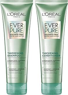 L'Oreal Paris Thickening Sulfate Free Shampoo and Conditioner, Thickens + Strengthens Thin, Fragile Hair, EverPure, 1 Hair Care Kit