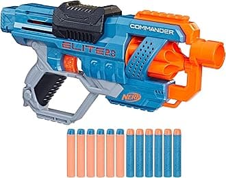 Nerf Elite 2.0 Commander RD-6 Blaster, 12 Official Darts, 6-Dart Rotating Drum, Tactical Rails, Barrel and Stock Attachment Points, multi