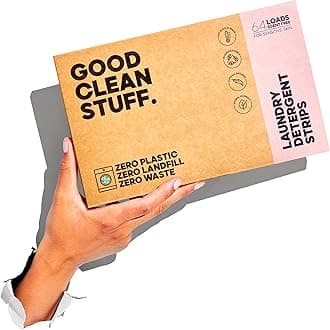 Good Clean Stuff Hypoallergenic Laundry Detergent Strips Sheets 64 loads Eco Ultra-Concentrated Non-Bio Fragrance Free & Unscented for Machine and Hand Washing