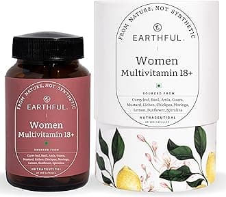 EarthfulMultivitamin for Women 18+ with Biotin, Zinc, Vitamin C, Vitamin D, 100% Plant Based for Overall Wellness Improved Immunity, Hair Growth, Skin and Bone Health - 30 Day Pack (60 Capsules)