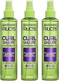 Garnier Fructis Style Curl Shape Defining Spray Gel for No Frizz, 8.5 Fl Oz, 3 Count (Packaging May Vary)