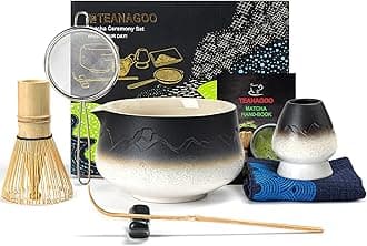 TEANAGOO7 Pcs Matcha Whisk Set, Ceramic Matcha Set, Matcha Kit for Ceremony, Matcha Tea Set for Making Breakfast/Matcha Latte, Matcha Whisk and Bowl with Matcha Scoop&Sifter, Gift for Matcha Lover