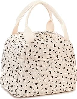 LEDAOU Lunch Box for Women Insulated Lunch Bag Corduroy Lunch Tote Bags Leakproof Cooler Lunch Case for Travel Work Picnic