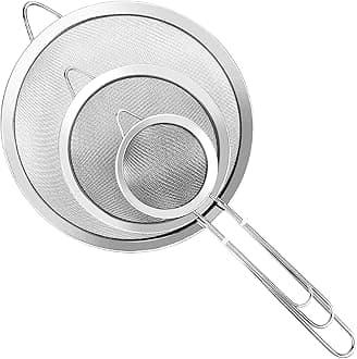 3 Pcs Super Wire Extra Fine Mesh Strainer with Handle, Small Medium Large Size Sifter Metal Strainer Set, Stainless Steel Sieve Fine Mesh Strainers for Kitchen Rice Juice Quinoa Food Flour Baking