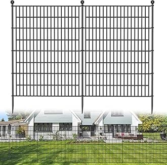 4 Panels No Dig Decorative Outdoor Garden Fence for Yard, 48 in(H) X 10.5 ft(L) Animal Barrier Fencing Rustproof Metal Wire Panel Border for Dog, Rabbits, and Patio Temporary Ground Stakes
