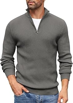 DENIMHOLIC Men High Neck Zipper Full Sleeve Cotton Knitted Winter Sweater