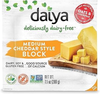 Daiya Dairy Free Medium Cheddar Style Vegan Cheese Block, 7.1 Ounce (Pack of 8)