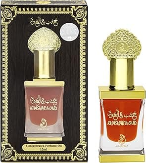 Khashab & Oud Brown Concentrated Perfume Oil 12ml, Non Alcoholic Attar for Men & Women (Unisex)