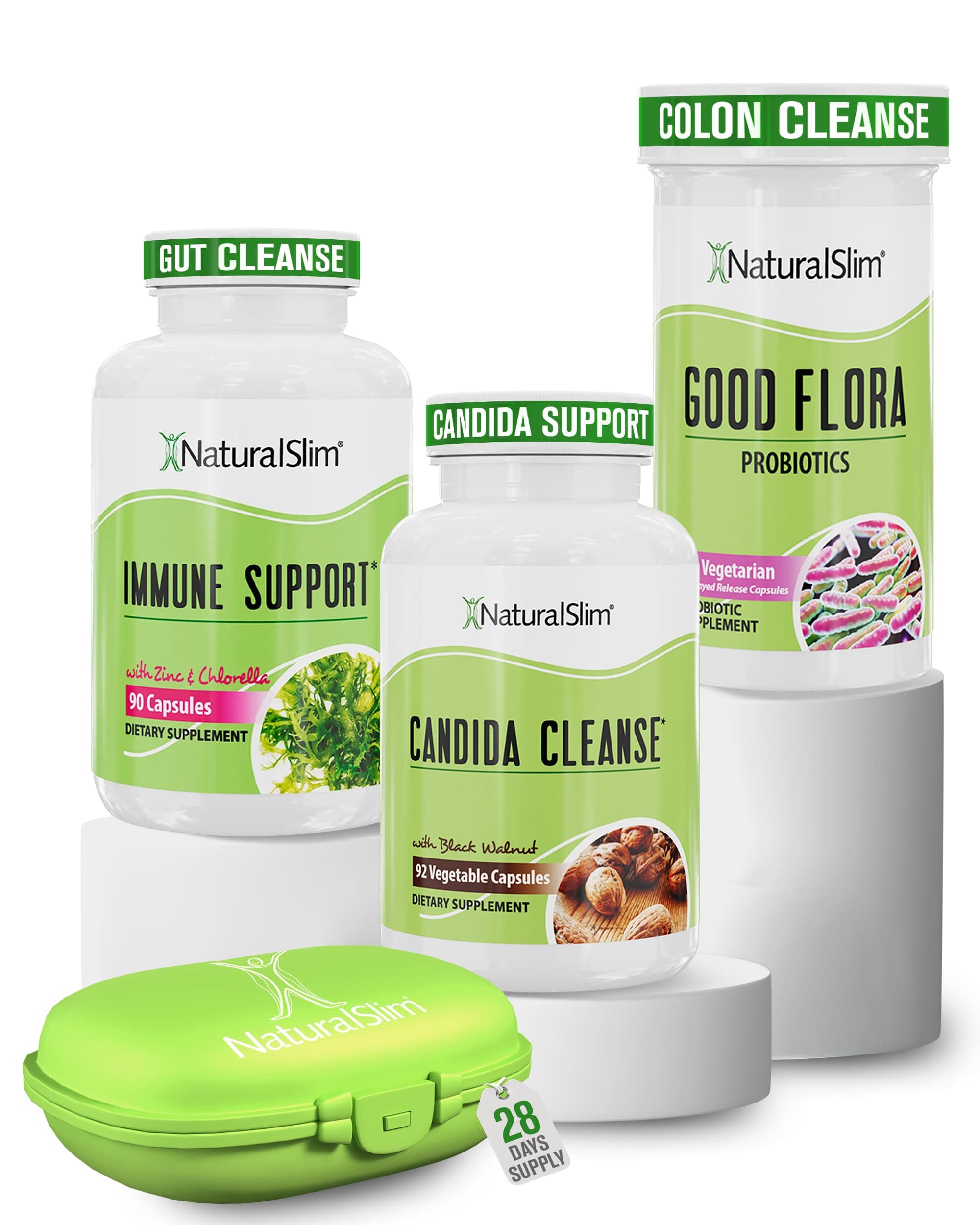 Candida Cleanse Support Supplements Bundle - Candiseptic Kit Anti Overgrowth, Gut & Colon Cleansing 242 Capsules Total - 28 Days Cleansing Program Formulated by Frank Suarez (1 Pack)