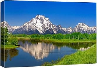 Canvas Prints Wall Art - Beautiful Scenery/Landscape Oxbow Bend at Grand Teton | Modern Home Deoration/Wall Art Giclee Printing Wrapped Canvas Art Ready to Hang - 16" x 24"