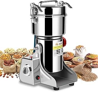 - 750g Grain Mill, flour mill grinder for home, Electric Stainless Steel Grain Grinder for Wheat, Spices, coffee,Corn and Other Dry Food Grinders for Kitchen