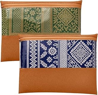 JD FRESH 2 Pcs Large Non-Woven Saree Covers For Storage/Multi-Purpose Lehenga Storage Bag/Saree Bags with Zip/Clothes Covers for Dresses/Sarees/Lehengas (14x17 Inch)