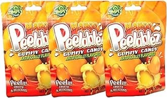 Peelable Mango Gummies Pack of 3 - Resealable 2.46 Oz Each, 4D Gummies, Mango Peeling Candy, Peelable Gummies Layered for Delicious Fruity Snack - Peelable Candy