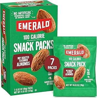 Emerald Nuts Dry Roasted Almonds 7ct (1-Pack) | 100-Calorie Individual Snack Packs | Plant-Based Protein, Kosher Certified, Non-GMO | Contains No Artificial Preservatives, Flavors or Synthetic Colors