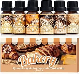 Bakery Essential Oils Gift Set, SNOWSEN Dessert Fragrance Oils for Diffuser for Home, Pumpkin Pie, Waffle, Coffee Cake, Chocolate Cupcake, Gingerbread, Snickerdoodle Aromatherapy Oils