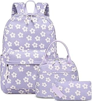 Bluboon School Backpack Set Girls Womens Laptop Bookbag Casual Daypack Fits 15 inch Laptop with Lunch Tote Bag and Pencil Bag