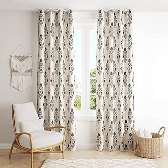 Trance Home Linen Rajput Royal Heritage Jaipuri Printed Block Design 100% Cotton 9 Feet Long Door Curtains, Aangan Blue (Set of 2, 5ft x 9ft, Living Room)