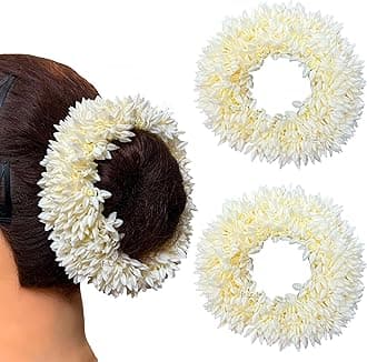 2 Pcs Hair Mogra Scented Rubber Band Gajra Hair Accessories for Women Girls (35 GM) (White)