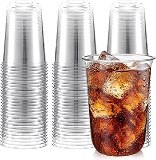 Ziliny 100 Pcs Plastic Stemless Wine Glasses Disposable Plastic Wine Glasses for Parties Weddings Birthdays Cocktail(Clear,16oz)