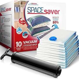 SpaceSaver Vacuum Storage Bags - 15-Pack Clothes & Bedding Vacuum Packs with Pump