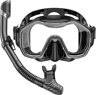 Snorkeling Gear for Adults Kids, Dry-Top Snorkel Set, 180°Panoramic Wide View Diving Mask Breathing Freely Snorkel Mask for Snorkeling Scuba Diving Swimming Travel