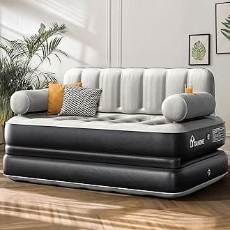 YITAHOME Queen Size Air Sofa Bed Mattress with Headboard and Pump, Blow Up Couch Inflatable Bed for Home Living Room, 79" x 60" x 25" (Expanded Size, Black)