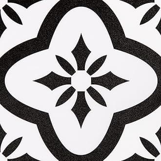 Elffloor Adhesive Floor Tiles Vinyl Flooring Self Adhesive Wall Tiles for Kitchen Bathroom Living Room Stickers PVC Waterproof Black and White 20X20cm 10pcs