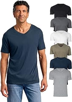 True Classic Mens V Neck T Shirts – Soft, Fitted Undershirts for Men Pack – Mens Undershirts – Cotton Blend, Tag-Free
