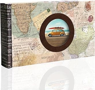 Holoary Photo Album 4x6, Picture Album Holds 50 Horizontal Photos, Memo Writing Area for Each Pocket, Printing Cover Small Photo Book with Front Window, Small Photo Album for Travel Vacation Adventure