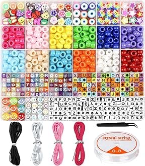 Bracelet Making Kit, Beads for Bracelets Making Pony, Kandi, Polymer Clay, Smile Face & Letter Beads for Jewelry Making, DIY Arts and Crafts Gifts Toys for Girls Age 6-12